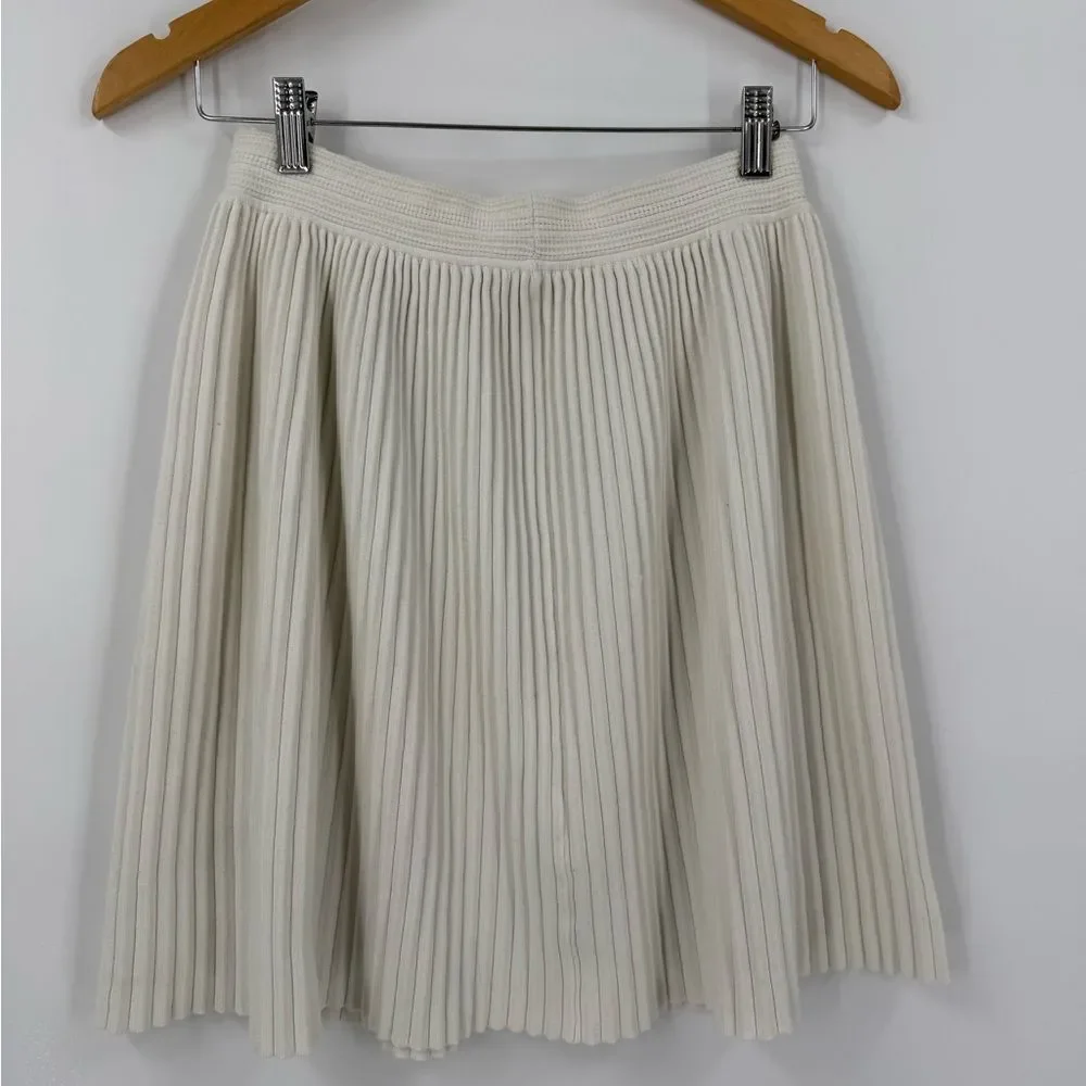Rebecca Taylor Pleated Stretch Skirt in Alabaster | Medium